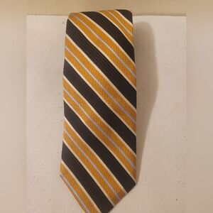 Rocco's Men's Necktie Italian Silk Hand Crafted in Canada Mustard, Blue & Black
